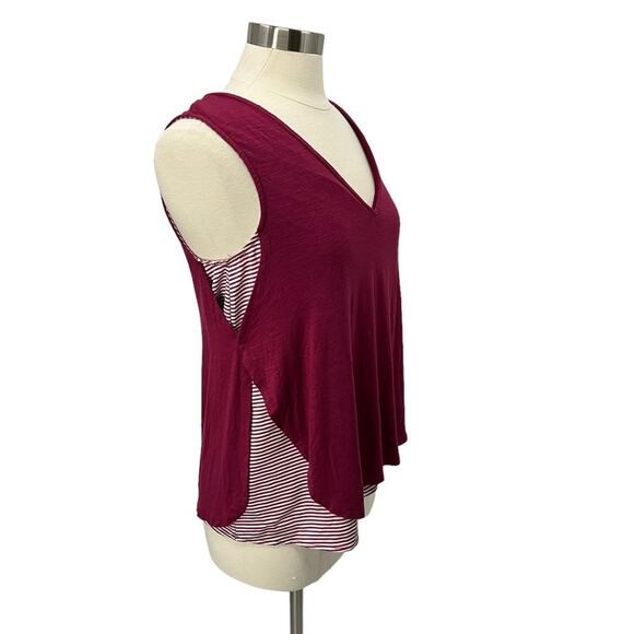 ANTHRO DELETTA Layered Maroon V-Neck Top Sz MD - Picture 2 of 9